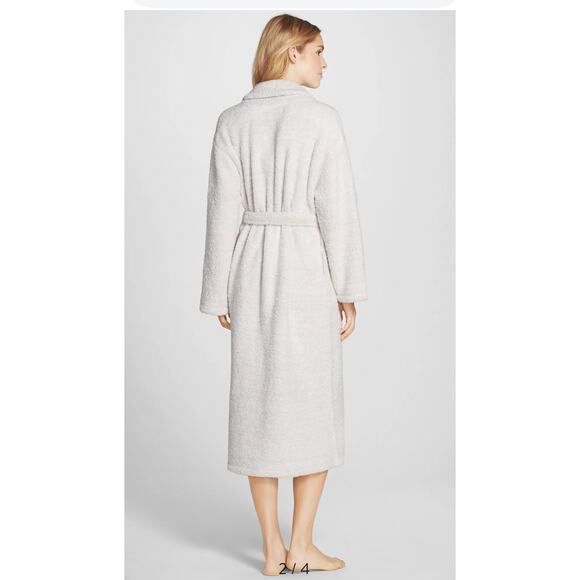 Barefoot Dreams CozyChic Robe Heather Stone/White Size 2 (med) - Picture 2 of 8